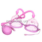 Вакуумная помпа для увеличения груди Breast Pump Enlarge With Twin Cups 014091-3, розовая - Фото №1