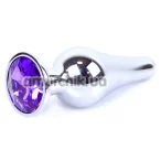 Анальная пробка с фиолетовым кристаллом Exclusivity Jewellery Silver Plug Long, серебряная - Фото №1