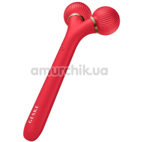 Ультразвуковий масажер для обличчя Geske Sonic Facial Roller 4 in 1, червоний