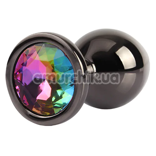 Анальная пробка с радужным кристаллом Matrix Mont Tungsten Black Gem Metal Plug M, черная - Фото №1