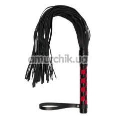 Батіг Premium Leather Flogger, чорно-червоний - Фото №1