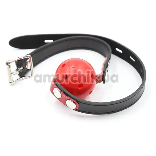 Кляп DS Fetish Locking Plastic Ball Gag M, красно-черный