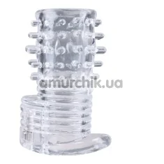Вібронасадка на пеніс Clear Sensations Vibrating Textured Erection Sleeve, прозора - Фото №1