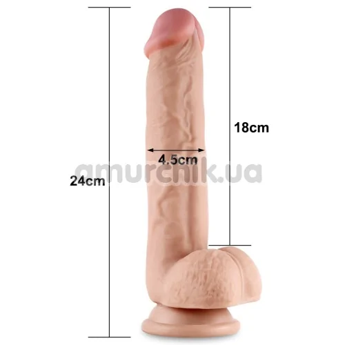 Фаллоимитатор Sliding-Skin Dual Layer Dong 9.0, телесный