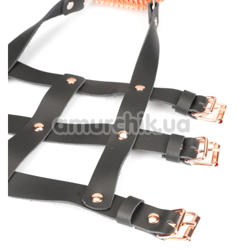 Гартеры для ног со шпорами Liebe Seele High Heel Ankle Harness, черно-золотые
