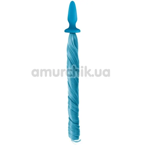 Анальная пробка с голубым хвостом Unicorn Tails Pastel, голубая
