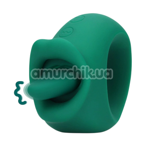 Симулятор орального секса для женщин с вибрацией Loveline Licking And Vibrating Clitoral Stimulator, зеленый