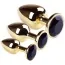 Набор из 3 анальных пробок с черным кристаллом SWAROVSKI Gold Black Diamond, золотой