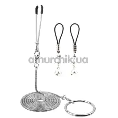 Зажимы для сосков и клитора Sins Inquisition Naughty Fetish Nipple Kit, серебряные - Фото №1