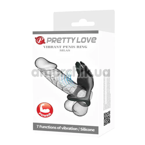 Виброкольцо для члена Pretty Love Vibrant Penis Ring Silas, черное