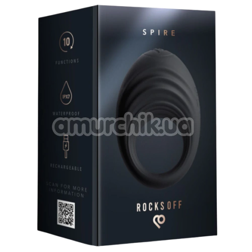 Віброкільце для члена Rocks-Off Spire, чорне
