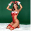 Костюм новогодний JSY Sexy Lingerie 6869, красный: боди + обруч + манжеты + чулки - Фото №4