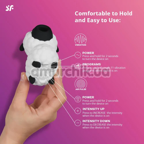 Симулятор орального сексу для жінок з вібрацією Satisfyer Dreamy Sheep, білий