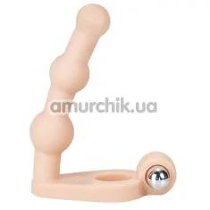 Анальна насадка з вібрацією Lovetoy The Ultra Soft Double 6, тілесна - Фото №1