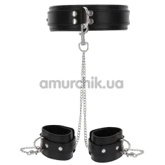 Ошейник с фиксаторами для рук Taboom Heavy Collar and Wrist Cuffs, черный - Фото №1