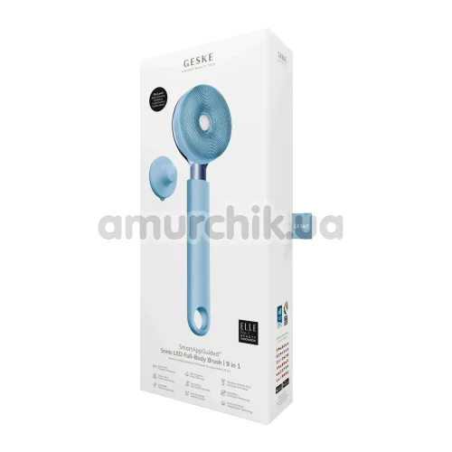Звуковая щетка для тела Geske Sonic LED Full-Body Brush 9 in 1, голубая