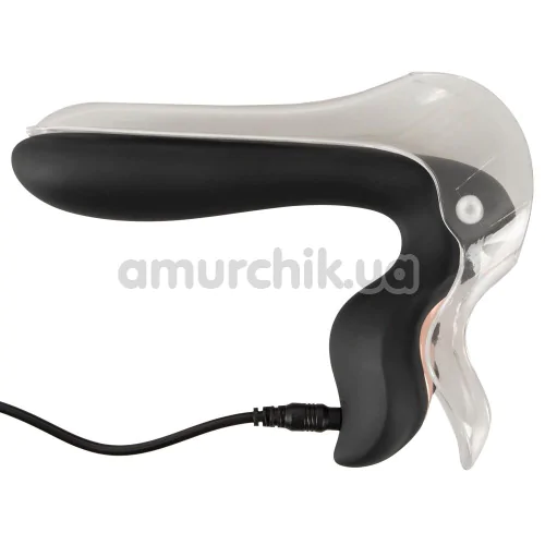Вагинальный расширитель с вибрацией и подсветкой Bad Kitty Naughty Toys Vibrating Speculum With An Led Light, черный