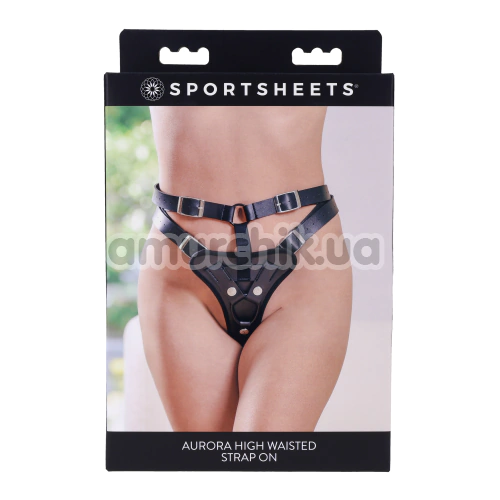 Трусики для страпона Sportsheets Aurora High Waisted Strap On, чорні