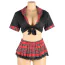 Костюм школьницы Star Night Crop Top Plaid Skirt Schoolgirl Costume Set, черно-красный: топ + юбка - Фото №4