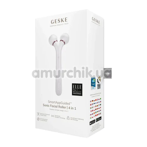 Ультразвуковий масажер для обличчя Geske Sonic Facial Roller 4 in 1, кремовий