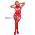 Комбинезон Star Night Rose Lace and Fishnet Turtleneck Bodystocking, красный - Фото №1