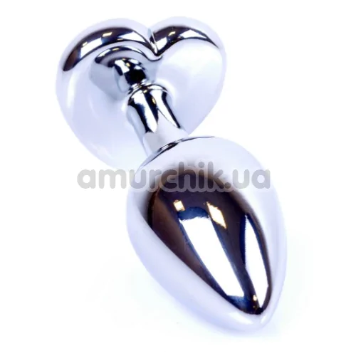 Анальна пробка зі світло-рожевим кристалом Exclusivity Jewellery Silver Heart Plug, срібна