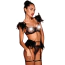 Комплект Star Night Sensual Feather & Chains, черный: бюстгальтер + трусики-стринги + пояс для чулок + гартеры - Фото №8