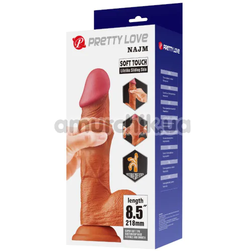 Фалоімітатор Pretty Love Sliding Skin Najm 8.5, світло-коричневий