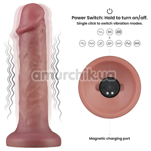 Вібратор Lovetoy Dual Density Power Cock 8, коричневий