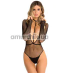 Боди Body Plunge Sheer Fishnet Harness Set, черное - Фото №1