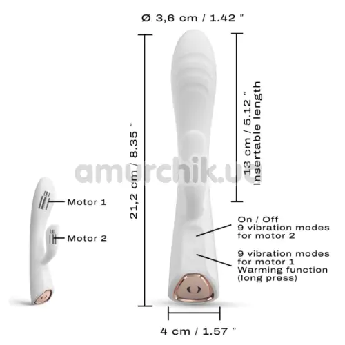 Вибратор с подогревом Dorcel Flexi Rabbit, белый