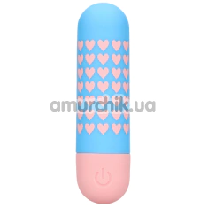 Кліторальний вібратор Shots S-Line Sweet Vibrating Pussy Bullets Heart To Get, блакитний - Фото №1