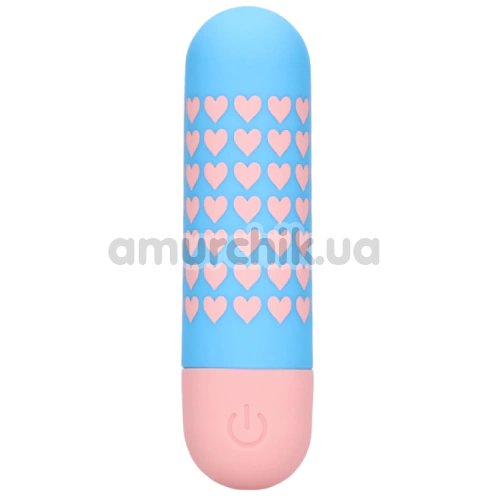 Кліторальний вібратор Shots S-Line Sweet Vibrating Pussy Bullets Heart To Get, блакитний - Фото №1