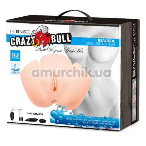 Искусственная вагина и анус с вибрацией Crazy Bull Dual Vagina and Ass Flesh Veronica, телесная