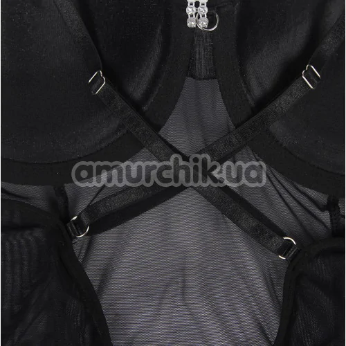 Боди Star Night Sheer Teddy With Faux Diamond, черное