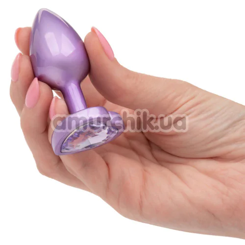 Анальна пробка з фіолетовим кристалом Jewel Small Amethyst Heart Plug, фіолетова