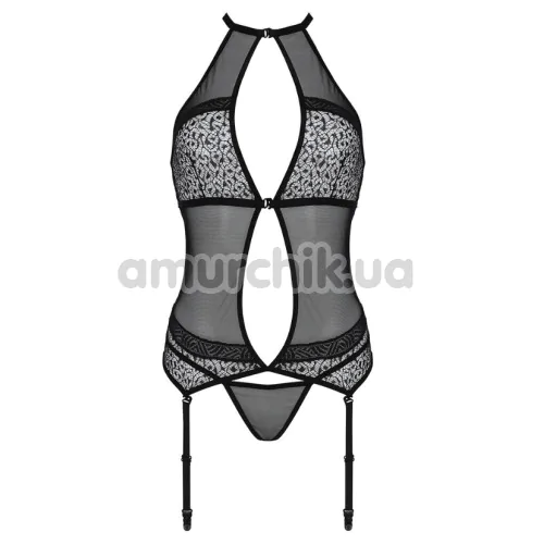 Комплект Passion Free Your Senses Erotic Line Satara Corset, чорний: корсет + трусики-стрінги