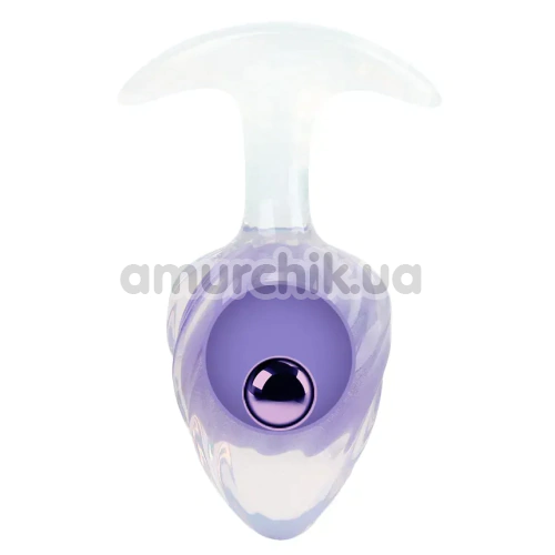 Анальная пробка Univibe Glow-In-Dark Ribbed S, фиолетовая