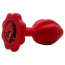 Анальная пробка с красным кристаллом Alume Silicone Ribbed Plug М, красная - Фото №3
