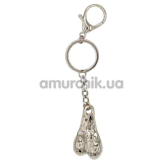 Брелок в виде мошонки Liebe Seele Zinc Alloy Balls Key Holder, серебряный - Фото №1