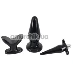 Набор из 3 анальных пробок Three Piece Anal Kit, черный - Фото №1