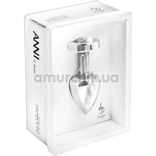 Анальна пробка з прозорим кристалом SWAROVSKI Anni R Heart T2, срібна