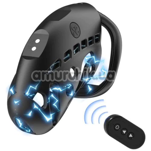 Пояс верности с электростимуляцией Lockink Sevanda Nautilus Estim Remote Control Chastity Cage, черный - Фото №1