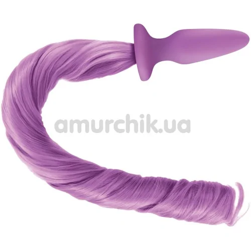 Анальна пробка з фіолетовим хвостом Unicorn Tails Pastel, фіолетова