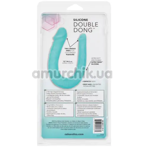 Двухконечный фаллоимитатор Silicone Double Dong AC DC Dong, бирюзовый