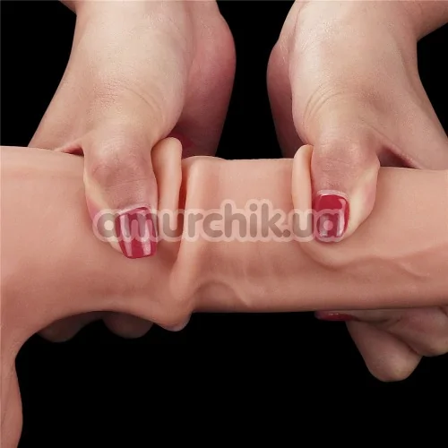 Фаллоимитатор LoveToy Sliding-Skin Dong Whole Testicle 9.5, телесный