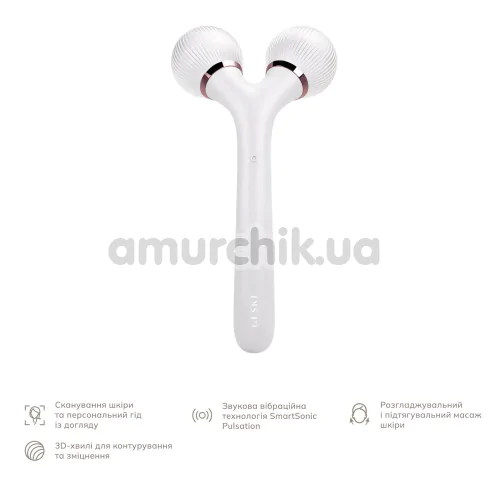 Ультразвуковий масажер Geske Sonic Facial & Body Roller 4 in 1, біло-золотий