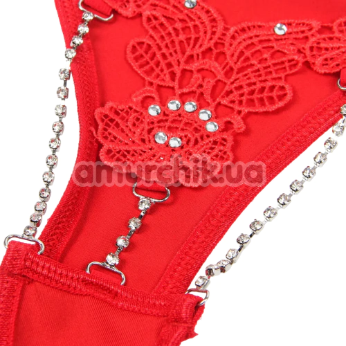 Трусики-стрінги Star Night Floral And Rhinestone G-Strings, червоні