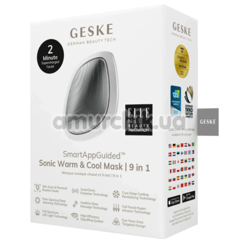 Ультразвуковой массажер-маска для лица Geske Sonic Warm & Cool Mask 9 in 1, белый