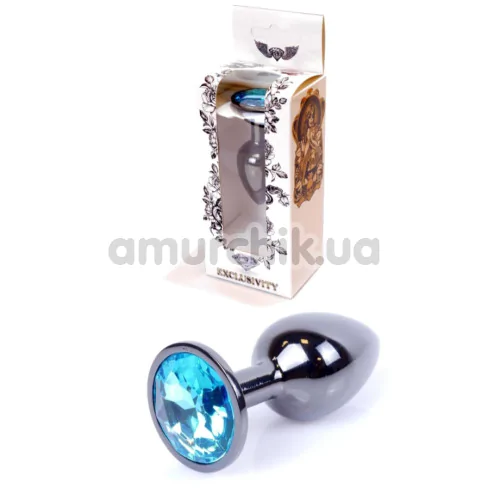Анальна пробка з блакитним кристалом Exclusivity Jewellery Dark Silver Plug, срібна